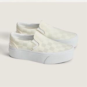 Vans Platform Slip-On Sneakers in Cream Checkerboard